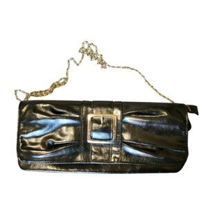 NOS Lula Vintage Black Clutch with Chrome Chain